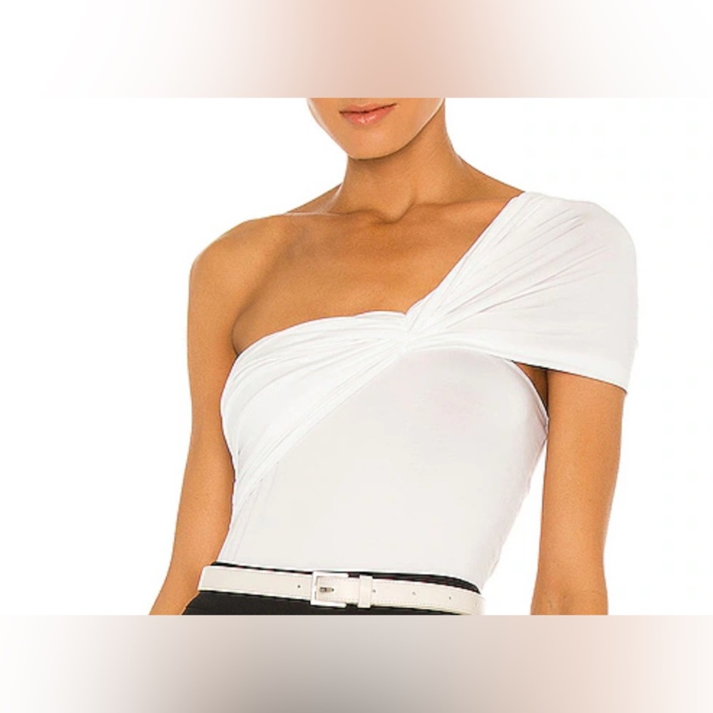 The Line By K Kyo white strapless pleated one shoulder tube top size XL